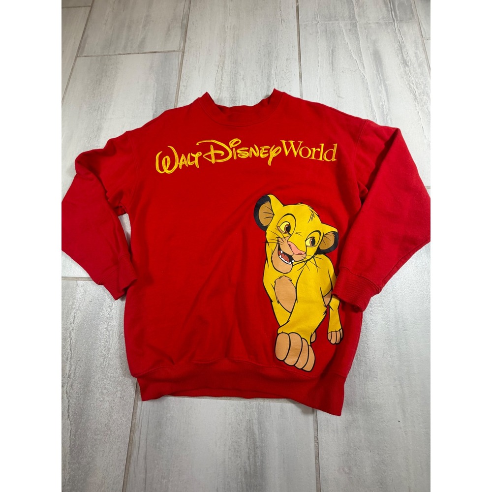 Disney Parks Walt Disney World Lion King Simba Nala Red Sweatshirt Crewneck L